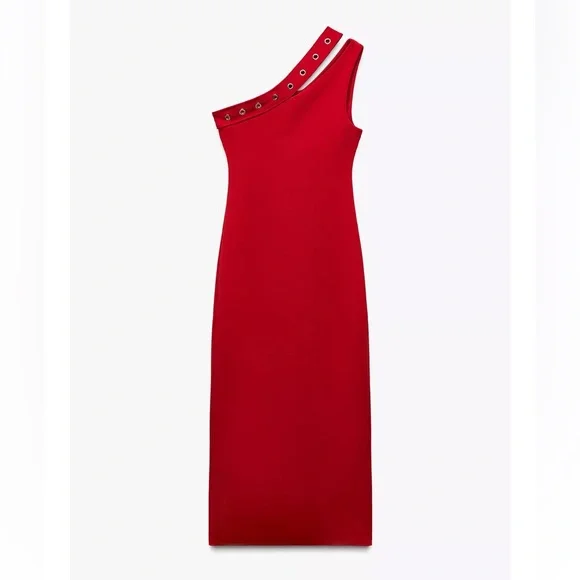 zara red one shoulder dress Red one shoulder dress from ZARA